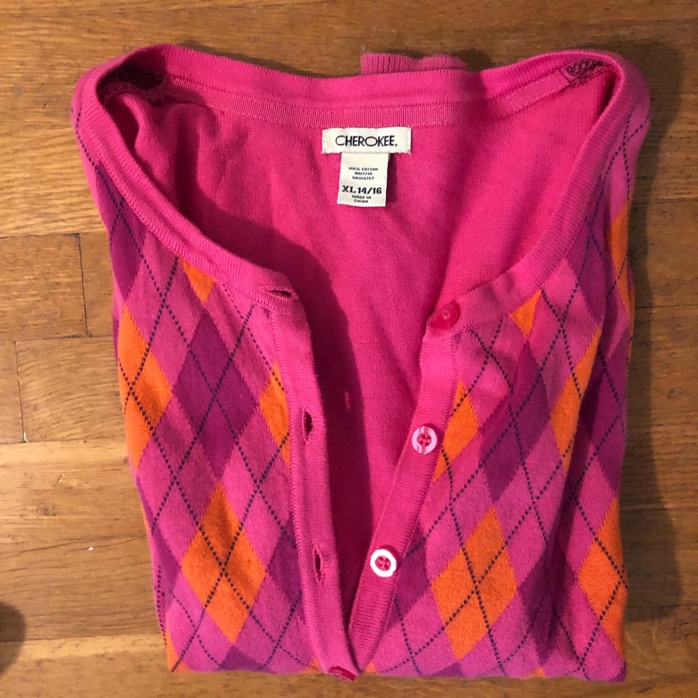 NWOT Pink Checkered Cardigan